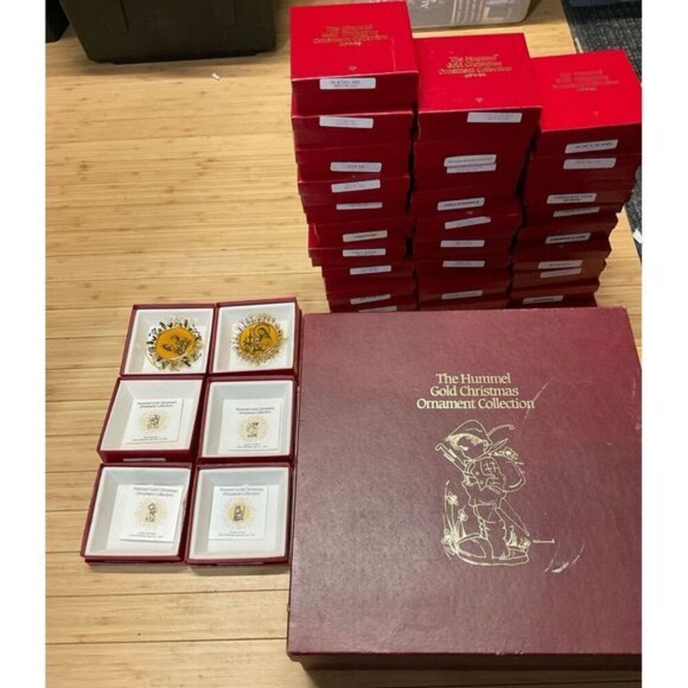 Vintage Hummel Gold Christmas ornaments collection 1980's box set